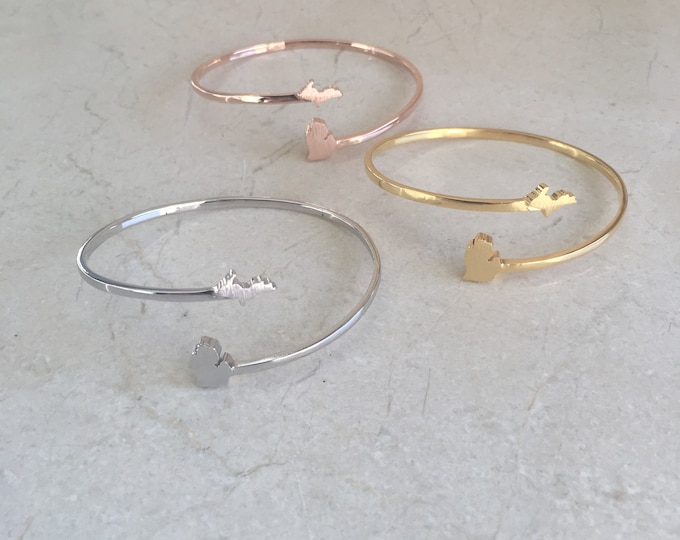 State of Michigan Bracelet, Michigan Cuff Bracelet, UP Michigan