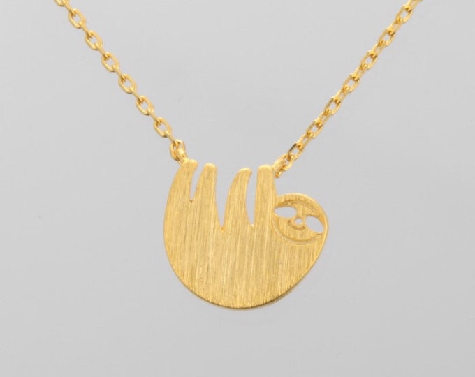 Sloth Necklace, Dainty Gold or Silver Sloth Necklace - Cute Animal Pendant, Unique Gift for Nature Lovers