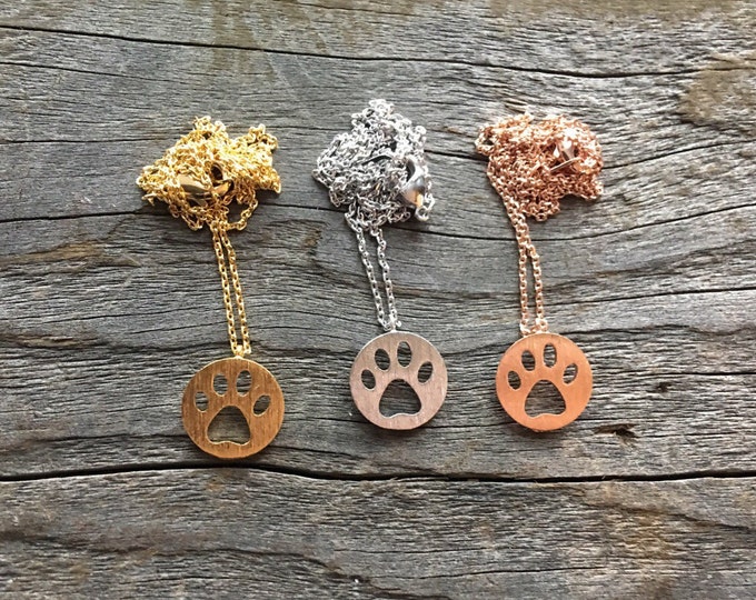 Pet Paw Charm Pendant Necklace, Dog Paw, Bear Paw, Cat Paw, Paw Print, Paw Cutout Necklace, Best Friend Necklace