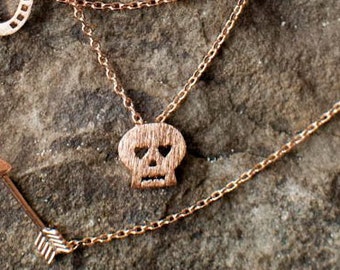 Sugar Skull Necklace, Tiny Skull, Skeleton Necklace, JushShop