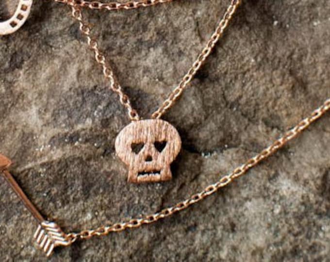 Sugar Skull Necklace, Tiny Skull, Skeleton Necklace, Halloween Necklace