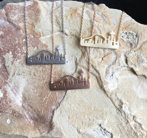 Seattle Skyline Necklace Seattle Jewelry Seattle Necklace Etsy