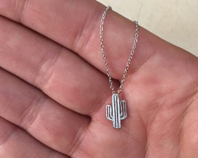 Silver Cactus necklace, JushShop
