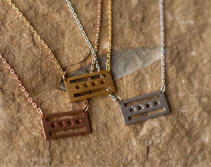 Chicago Flag Jewelry, Chicago Flag Necklace, Chicago Necklace, City of Chicago