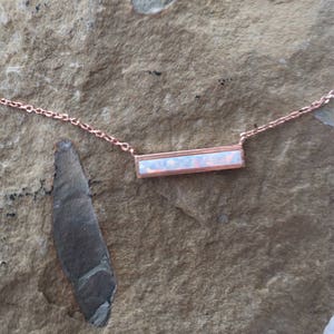 Rose Gold White Opal Necklace