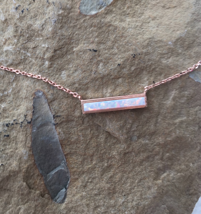 Opal necklace opal bar necklace