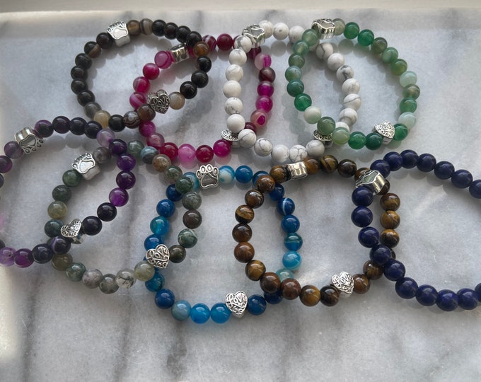 Beaded Bracelet For the Love of Pets Bracelet, Beaded Bracelet, Dog Bracelet, Paw, Cat Bracelet, Pet Remembrance, Pet Memorial, Perfect Gift