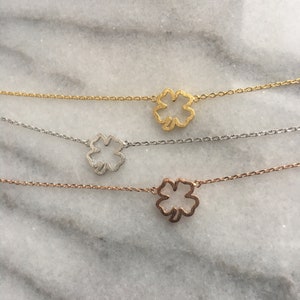 4 Leaf Clover Necklace, Four Leaf Clover Necklace, 18k Gold Plated Cut Out Shamrock Necklace, Silver Plated Four Leaf Clover Necklace, Gift