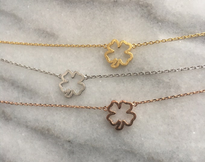 4 Leaf Clover Necklace, Four Leaf Clover Necklace, 18k Gold Plated Cut Out Shamrock Necklace, Silver Plated Four Leaf Clover Necklace, Gift
