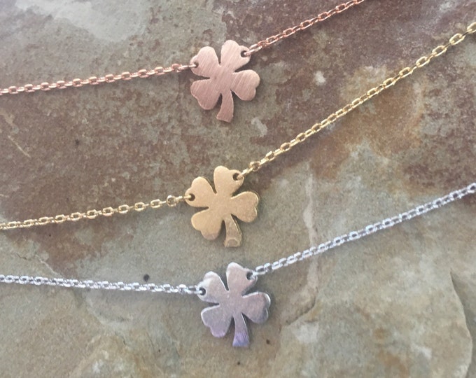 Shamrock Necklace, Four Leaf Clover Charm, 18K Gold Shamrock Pendant, Gift St Patrick's Day Jewelry Lucky Charm, Good Luck Necklace