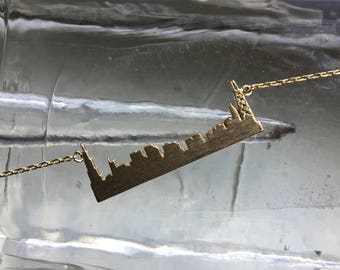 Gold Chicago Skyline Necklace, City of Chicago Necklace, City Skyline Necklace, Hometown Chicago