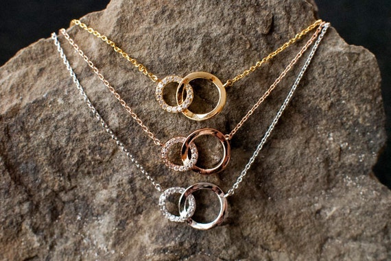 Double O Necklace Layering Necklace Double Circle Necklace Gold