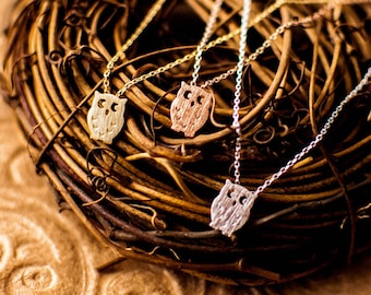 Minimalist Whimsical Owl Charm Pendant Necklace, Owl Jewelry, Minimalist Jewelry, Bird Jewelry, Owl Lover's Pendant, Outdoor Lover Jewelry