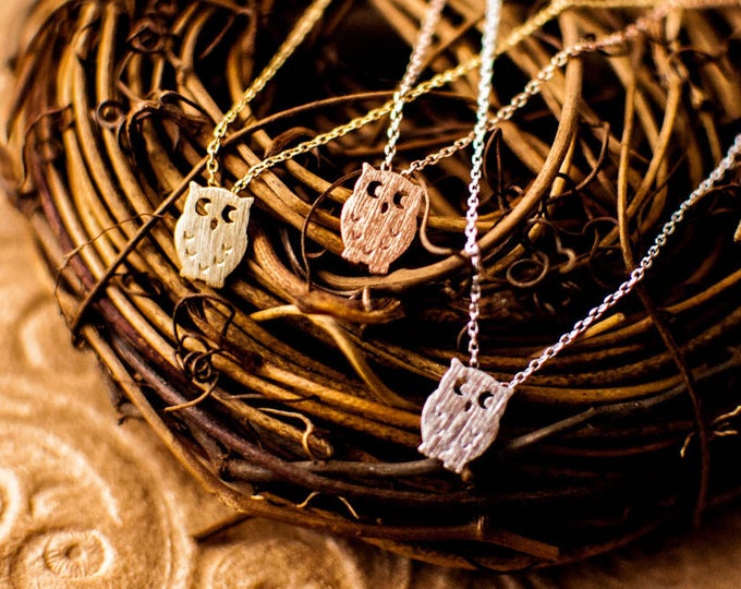 Minimalist Whimsical Owl Charm Pendant Necklace, Owl Jewelry, Minimalist Jewelry, Bird Jewelry, Owl Lover's Pendant, Outdoor Lover Jewelry