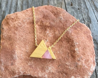 Gold Mountain necklace with Rose Stone, JushShop