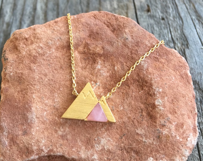 Gold Mountain necklace with Rose Stone, JushShop