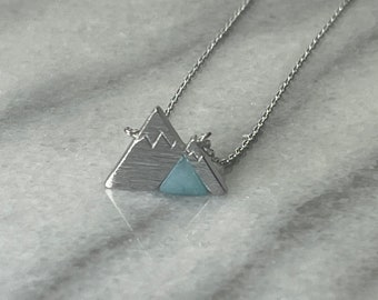 Silver Mountain Natural Stone Necklace, Mountain Lover Gift, Hiking Lover Gift, Camping Lover Gift, Outdoor Lover Gift, Perfect Gift for Her