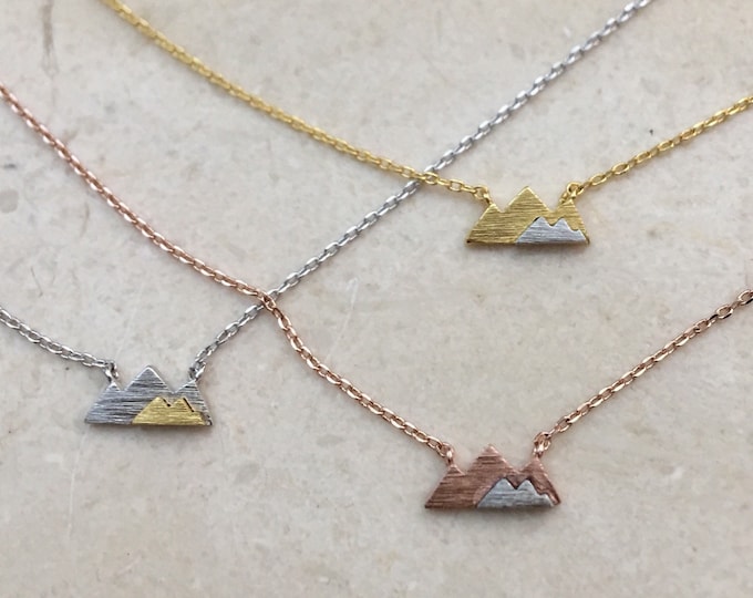 Mountain Necklace, Tiny Mountain Necklace, Dainty Mountain Necklace, Gold and Silver Mountain Necklace, Silver Rose Gold Mountain Necklace