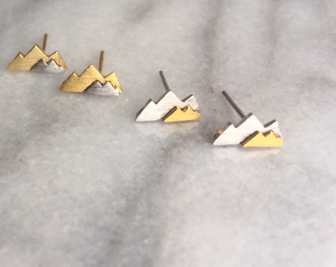 Mountain Necklace Earrings, Mountain Earrings, Mountain Jewelry, Tiny Mountain Earring, Mountain Lover, Hiker, Valentines Gift, Gift for Her