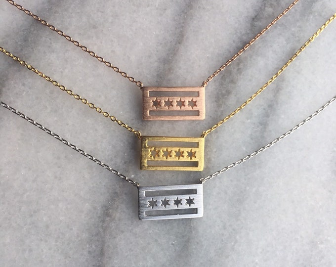 Chicago Flag Necklace, City of Chicago Flag Jewelry