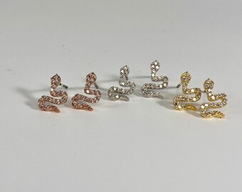 Minimalist Simple Snake Earrings, Gift for Her, Gold Snake Earrings, Silver Snake Earrings, Rose Gold Snake Earrings