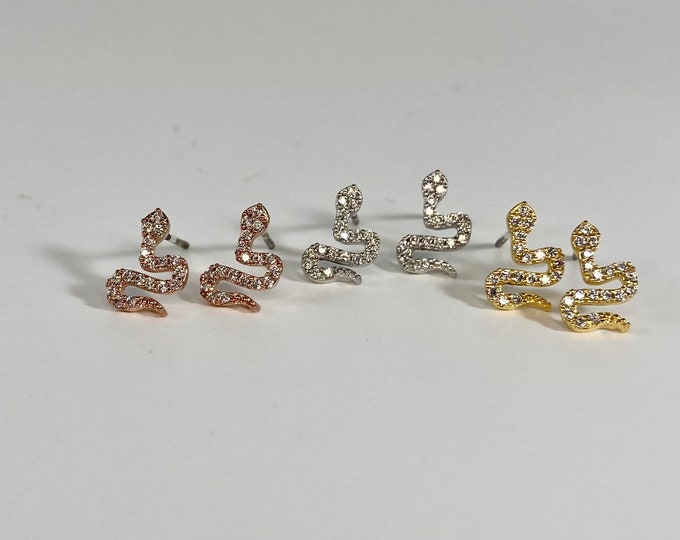 Minimalist Simple Snake Earrings, Gift for Her, Gold Snake Earrings, Silver Snake Earrings, Rose Gold Snake Earrings
