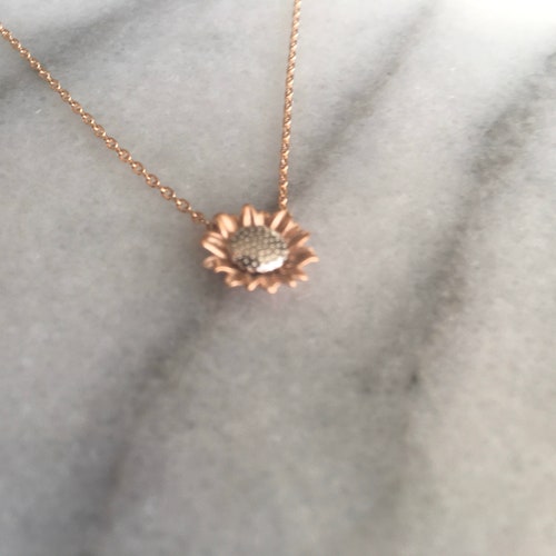 Rose Gold Sunflower Necklace - Etsy