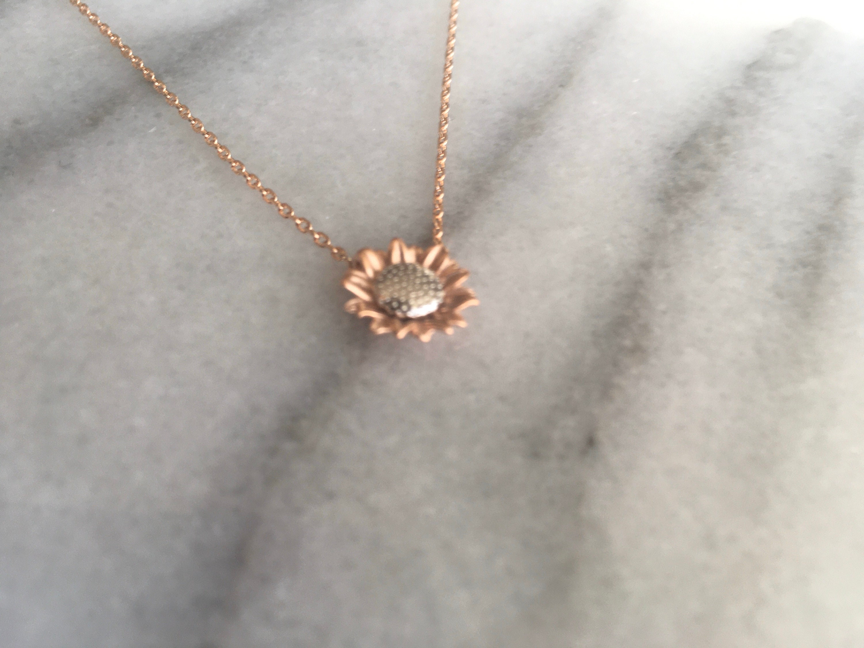 Sunflower Necklace Rose Gold Etsy Singapore
