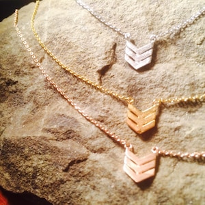 Chevron Necklace, Gold Triple Chevron Necklace, Silver Triple Chevron, Dainty Minimalist Layering Necklace