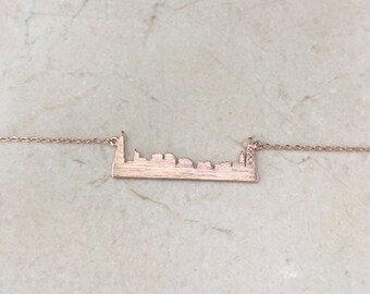 Chicago Necklace, Chicago Skyline Necklace,  Rose Gold Chicago Skyline Necklace