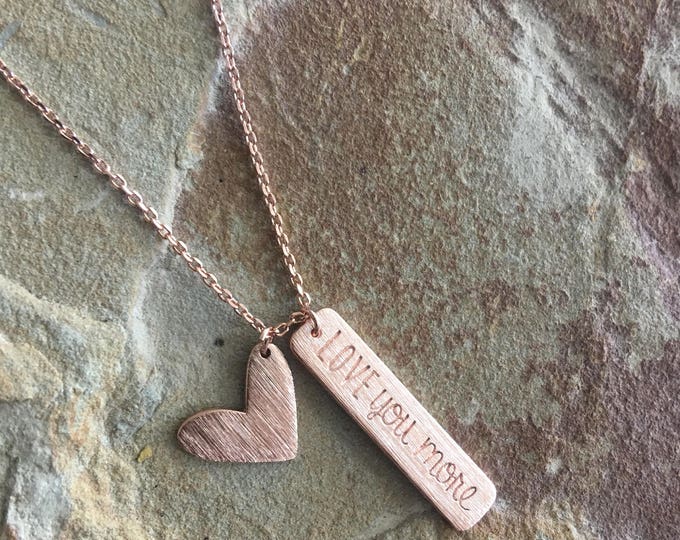 Love You More Necklace – Dainty Engraved Pendant, Meaningful Gift for Her, Anniversary Jewelry, Custom Love Quote Necklace