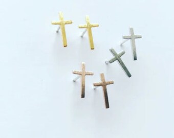 Cross Earrings, Tiny Cross Earrings, Cross Stud Earrings, Minimalist Cross Earrings, JushShop