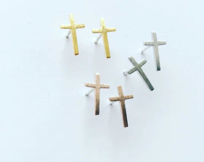 Cross Earrings, Tiny Cross Earrings, Cross Stud Earrings, Minimalist Cross Earrings, JushShop
