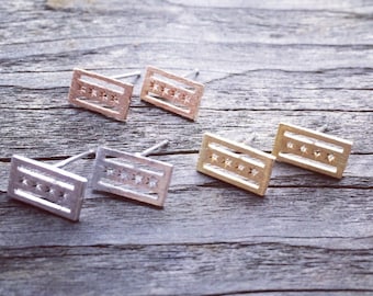 Chicago Flag Earrings, 18k Gold Plated Chicago Earrings, Hypo Allergenic Posts, Rhodium Silver Plated Chicago Earrings, Going Away Gift
