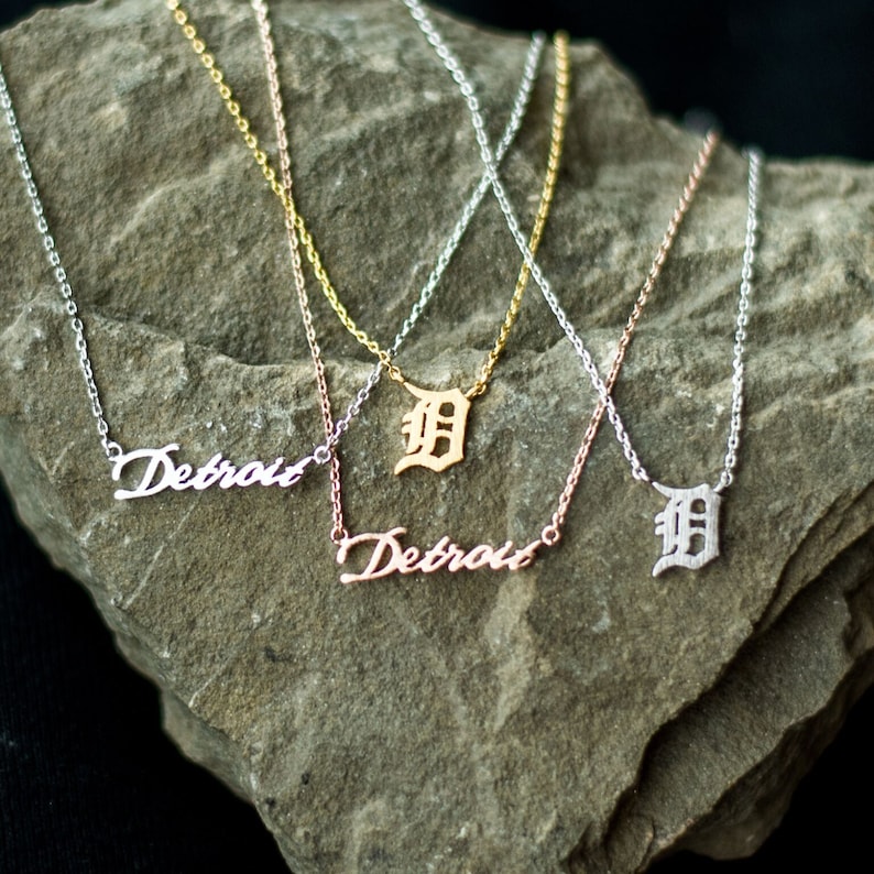 Detroit Necklace, Detroit D Necklace, Detroit Jewelry, Detriot Love, Detriot vs All, Detriot Rocks, Michigan Raised, Made in Detriot Gift image 1
