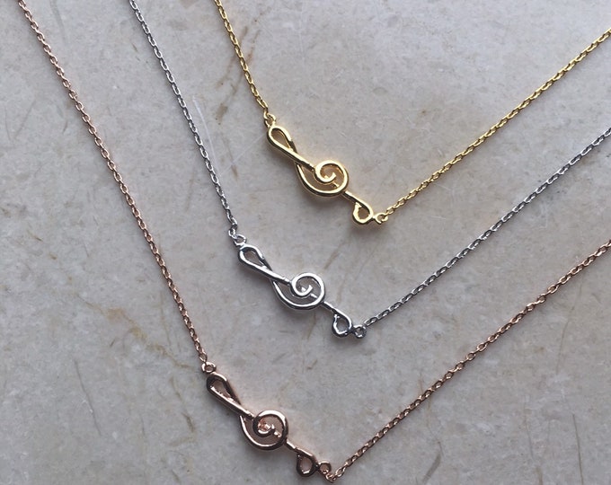Treble Clef Necklace, Music Lover Necklace, Musical Note Necklace, Music Notes Necklace, Classical Music Jewelry, Gift for Her
