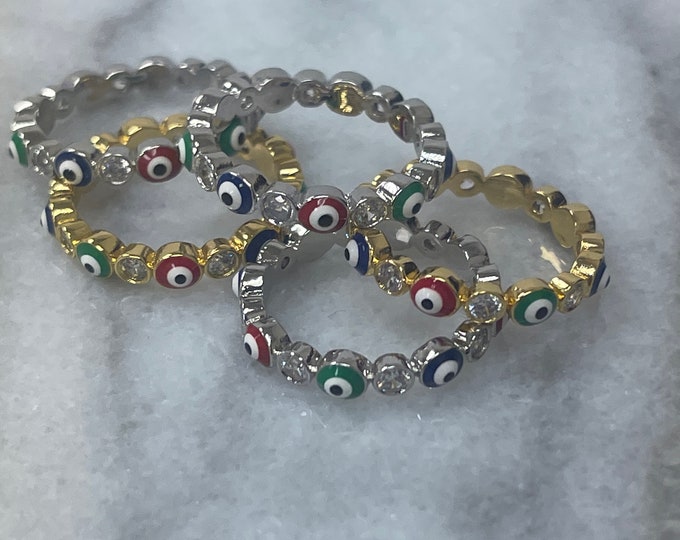 Evil eye ring, Symbolic protection with a stylish twist, Perfect Birthday Gift for her or him,  Boho evil Eye Ring in Silver or Gold