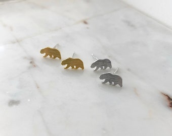 Gold Bear Earrings, Silver Bear Earrings, Bear Republic, California Bear Earrings
