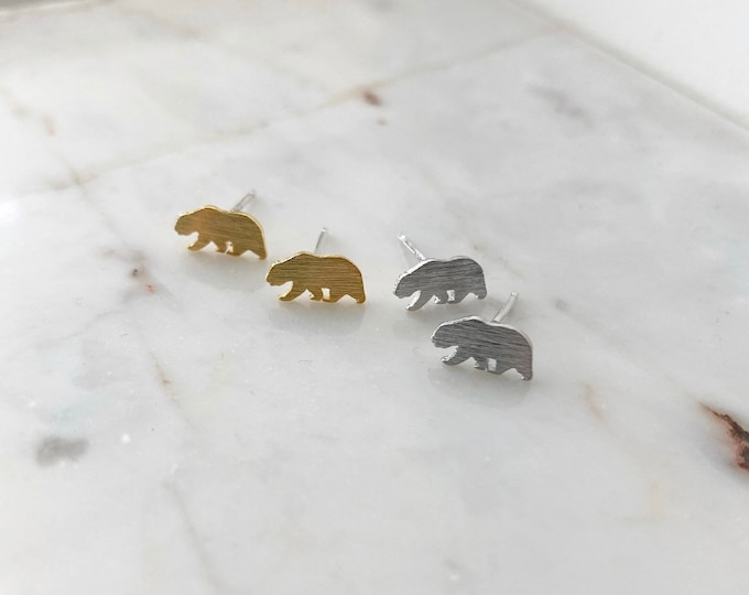 Gold Bear Earrings, Silver Bear Earrings, Bear Republic, California Bear Earrings
