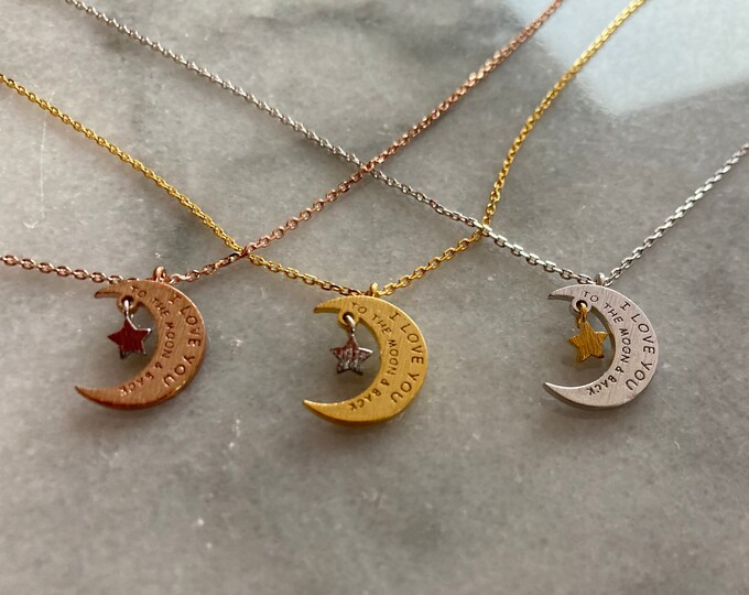 I Love You to The Moon and Back Necklace, Moon and Star Necklace, Momma and Child, Love You More, Mother and Daughter, Valentine's Gift