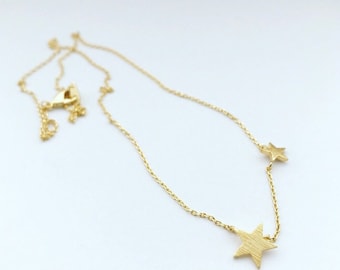 Double Star Necklace, Star Necklace, Star Charm Necklace, Superstar Necklace, Silver Star Gold Star Necklace, Friendship