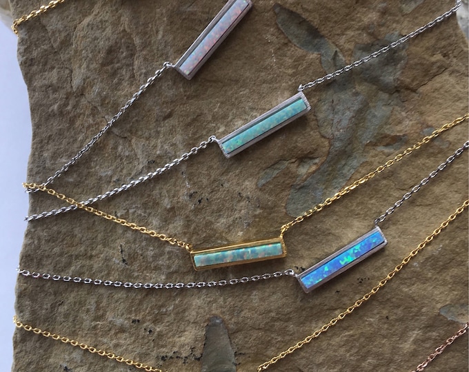 Opal Necklace, Opal Bar Necklace