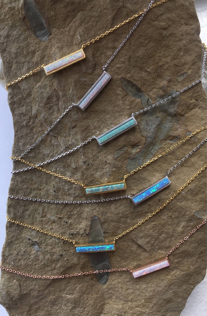 Opal Stone Necklace in Silver, Gold and Rose Gold