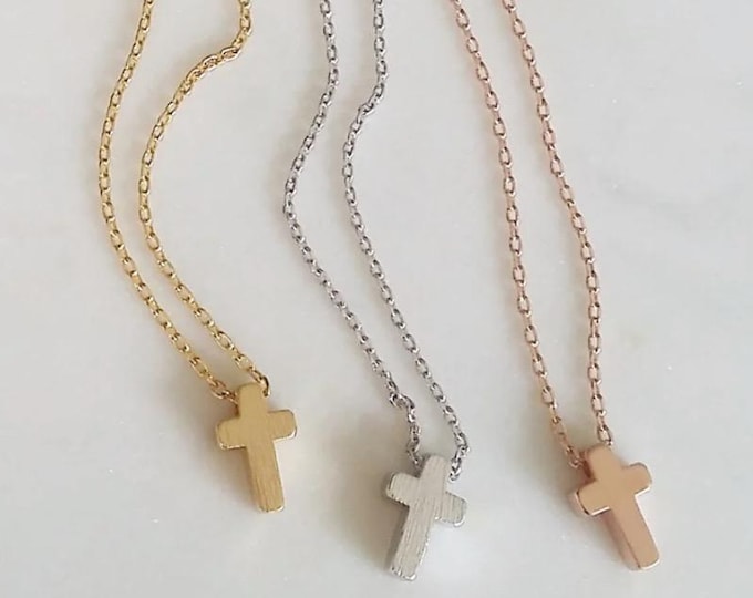 Dainty Cross Necklace | Minimalist Cross Pendant | Gold Silver Rose Gold Necklace | Everyday Faith Jewelry | Small Cross Necklace| Easter