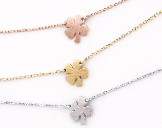 Lucky Clover Necklace, 4 Leaf Clover, Lucky Necklace, Four Leaf Clover, 18k Gold Plated Shamrock, Friendship Charm Necklace