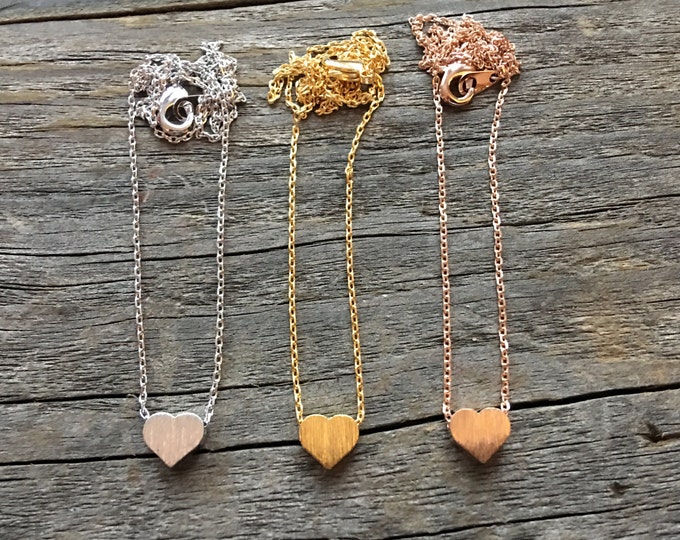 Heart Necklace, 18k Gold Plated Dainty Heart Necklace, Silver Plated Heart Necklace, Valentine Gift, Tiny Heart Jewelry, Minimalist Jewelry
