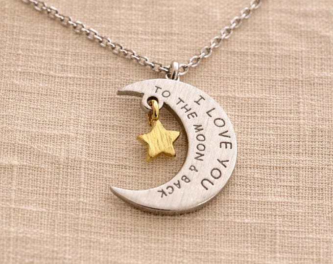 I Love You to The Moon and Back Necklace, Moon and Star Necklace, Momma and Child, Love You More, Mother and Daughter, Valentine's Gift