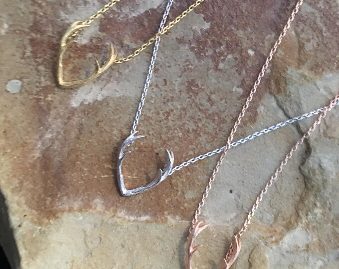 18k Gold Plated Antler Necklace,  Silver Plated Antler Necklace, Outdoor Lover Necklace, Into the Woods, Hunting and Fishing Gift