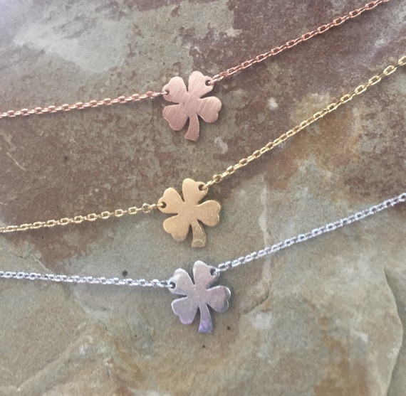 Leaf Clover Necklace, Four Leaf Clover Necklace, Gold Four Leaf