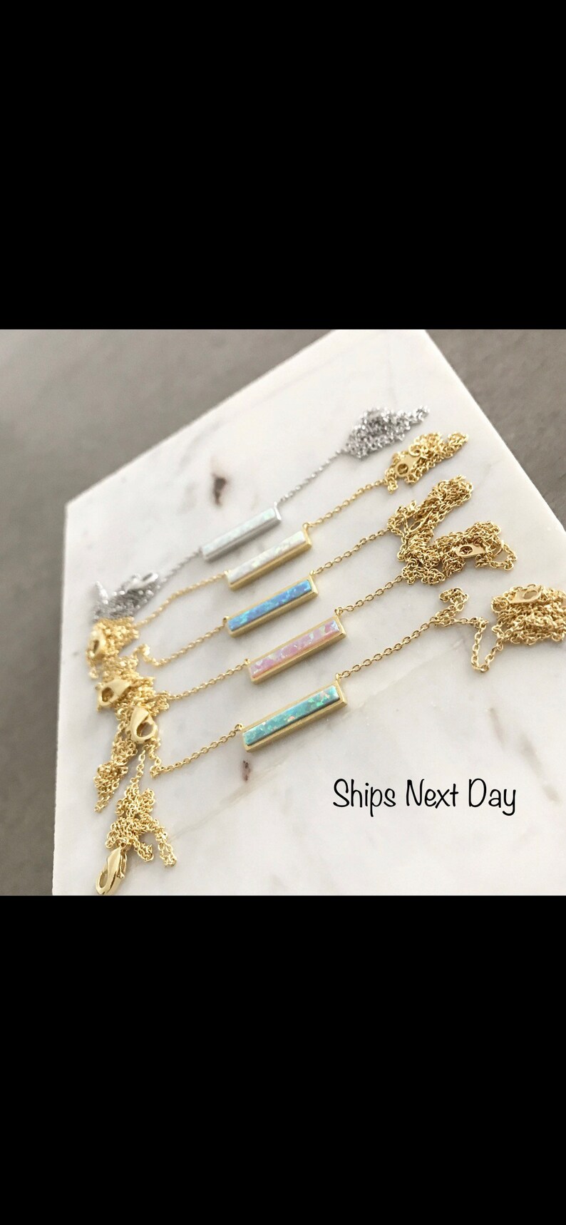 Opal Bar Necklace